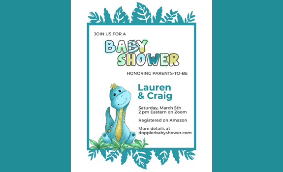 Dinosaur themed baby shower invitation